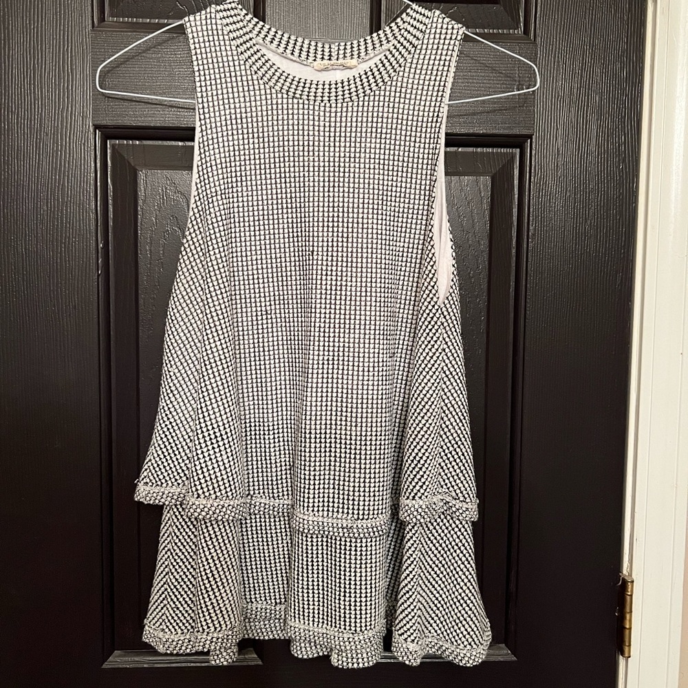 Black & white layered & textured top